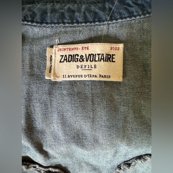 Zadig & Voltaire snap front western style shirt three-quarter length sleeves NWT - Picture 6 of 7